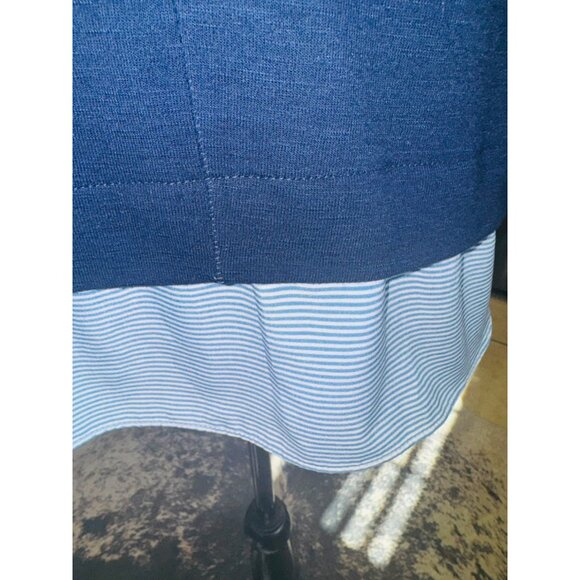 J. Crew Sleeveless Layered Tank Top keyhole back blue stripes S Coastal Casual - Picture 8 of 8